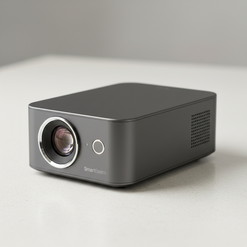 Mini portable projector on desk